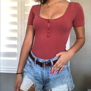 Salmon Short sleeve body suit